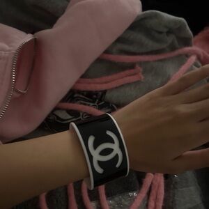 CHANEL black bracelet bangle perfect condition